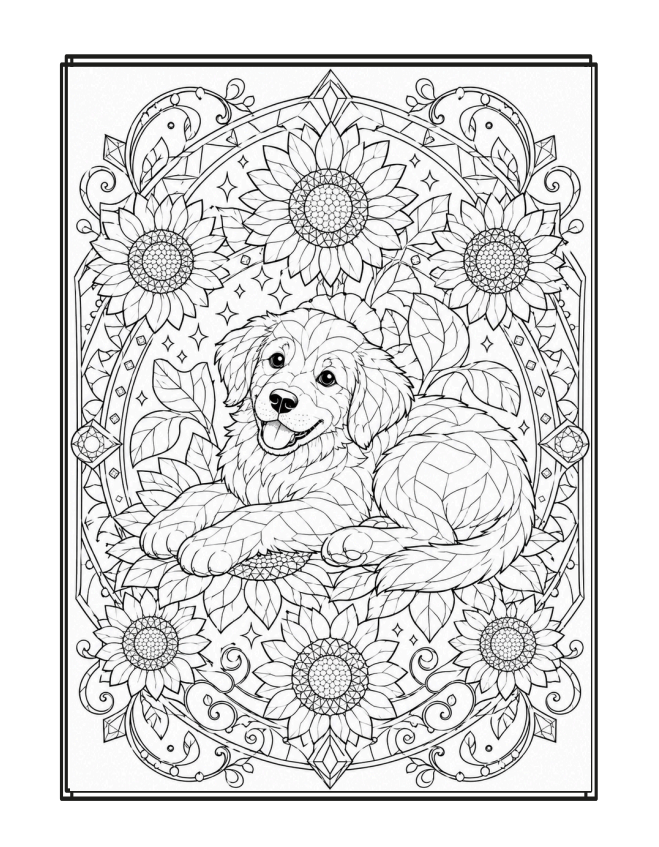 The Big Cute Puppy Coloring Book sample page 3