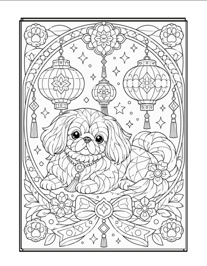 The Big Cute Puppy Coloring Book sample page 1