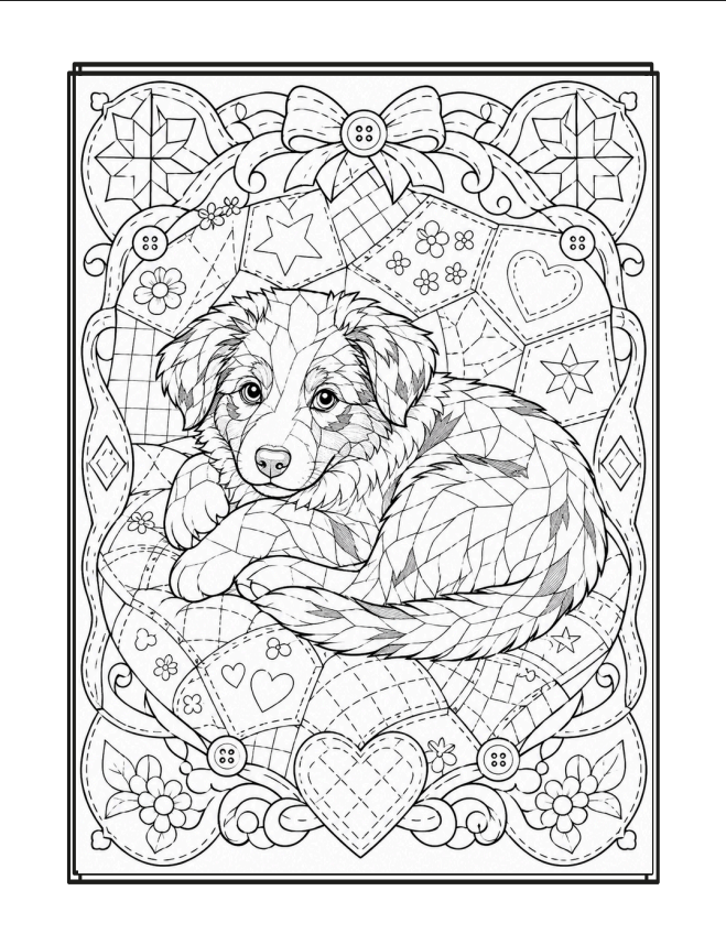 The Big Cute Puppy Coloring Book sample page 2