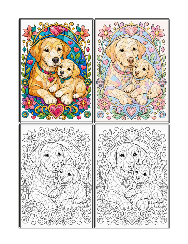 Little Puppy Artists trace and color sample page