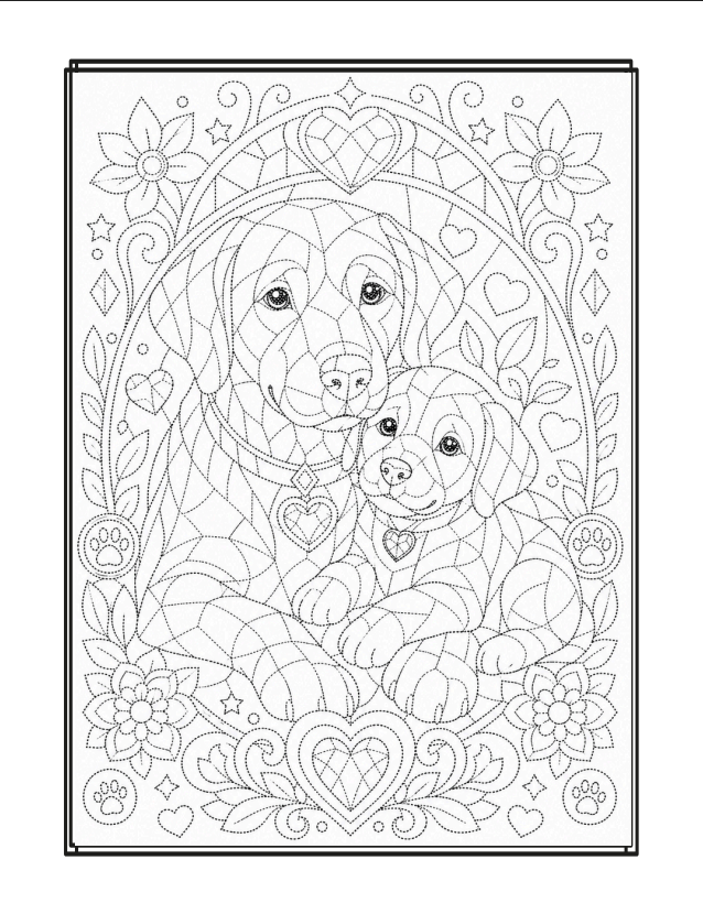 Little Puppy Artists coloring book sample page